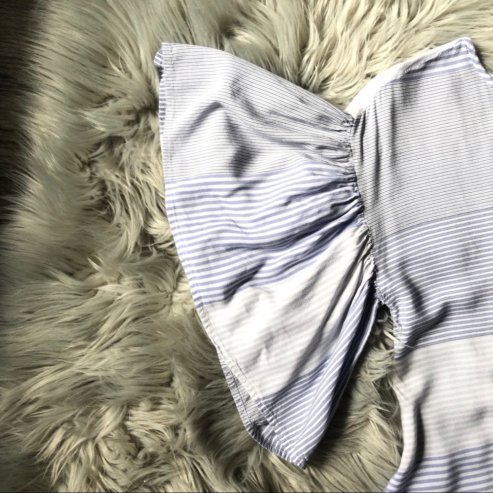 Loft Striped Flutter Button Back Peplum Back Top - image 7